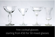 hire cocktail glasses starting from �50 for 50 mixed glasses